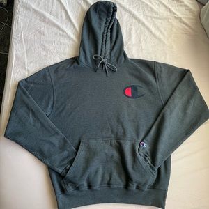 grey champion logo print hoodie